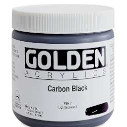 Golden Heavy Body Artist Acrylics - Carbon Black, 16 oz Jar