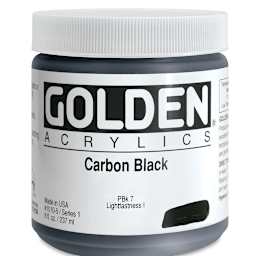 Golden Heavy Body Artist Acrylics - Carbon Black, 8 oz Jar