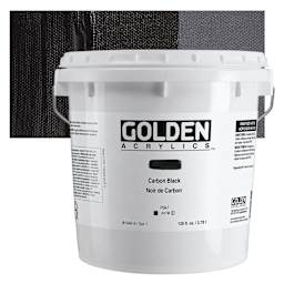 Golden Heavy Body Artist Acrylic - Carbon Black, 128 oz Jar and swatch