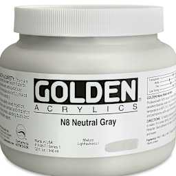 Golden Heavy Body Artist Acrylics - Neutral Gray N8, 32 oz Jar
