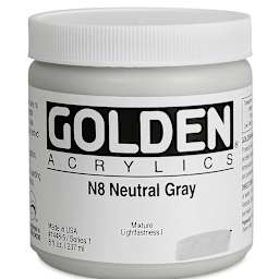Golden Heavy Body Acrylic Paint - Neutral Gray, 8 oz jar