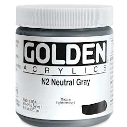 Golden Heavy Body Artist Acrylics - Neutral Gray N2, 8 oz Jar