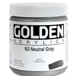 Golden Heavy Body Acrylic Paint - Neutral Gray N3, 9 oz jar