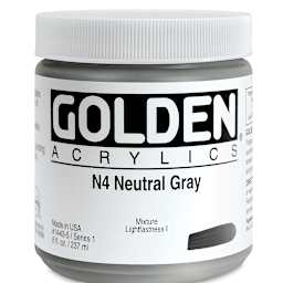 Golden Heavy Body Artist Acrylics - Neutral Gray N4, 8 oz Jar