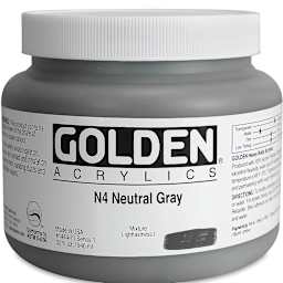 Golden Heavy Body Artist Acrylics - Neutral Gray N4, 32 oz Jar