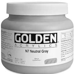 Golden Heavy Body Artist Acrylics - Neutral Gray N7, 32 oz Jar