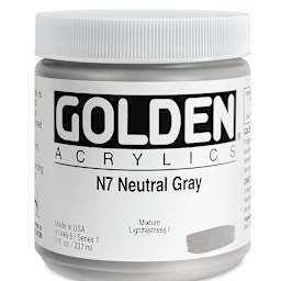 Golden Heavy Body Artist Acrylics - Neutral Gray N7, 8 oz Jar