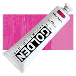 Golden Heavy Body Artist Acrylic - Medium Magenta, 5 oz tube and swatch