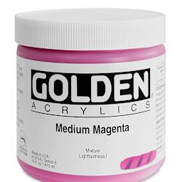 Golden Heavy Body Artist Acrylics - Medium Magenta, 16 oz Jar