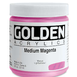 Golden Heavy Body Artist Acrylics - Medium Magenta, 8 oz Jar