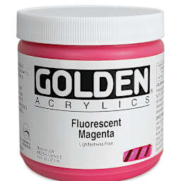 Golden Heavy Body Acrylic Paint - Fluorescent Magenta, 16 oz jar