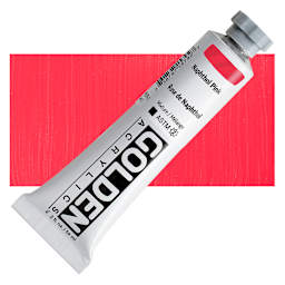 Golden Heavy Body Acrylic Paint - Naphthol Pink, 59 ml Tube and swatch