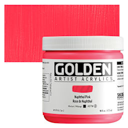 Golden Heavy Body Acrylic Paint - Naphthol Pink, 473 ml Jar and swatch