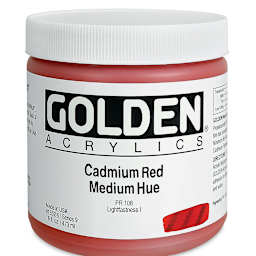 Golden Heavy Body Artist Acrylics - Cadmium Red Medium Hue, 16 oz Jar