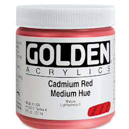Golden Heavy Body Artist Acrylics - Cadmium Red Medium Hue, 8 oz Jar
