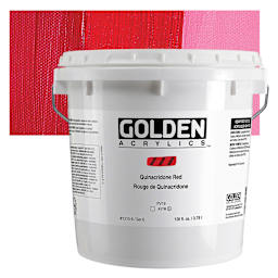 Golden Heavy Body Acrylic Paint - Quinacridone Red, 128 oz Jar and swatch