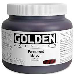 Golden Heavy Body Artist Acrylics - Permanent Maroon, 32 oz Jar