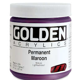 Golden Heavy Body Artist Acrylics - Permanent Maroon, 8 oz Jar