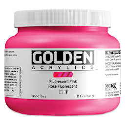 Golden Heavy Body Artist Acrylics - Fluorescent Pink, 32 oz Jar