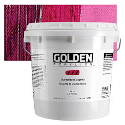 Golden Heavy Body Acrylic Paint - Quinacridone Magenta, 128 oz Jar and swatch