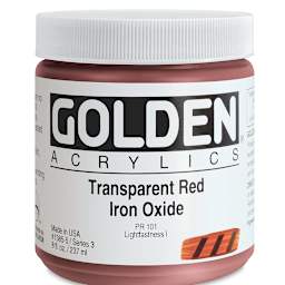 Golden Heavy Body Artist Acrylics - Transparent Red Iron Oxide, 8 oz Jar