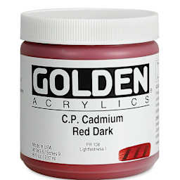 Golden Heavy Body Artist Acrylics - Cadmium Red Dark, 8 oz Jar
