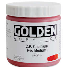 Golden Heavy Body Artist Acrylics - Cadmium Red Medium, 16 oz Jar 
