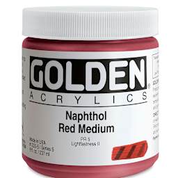 Golden Heavy Body Artist Acrylics - Naphthol Red Medium, 8 oz Jar