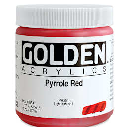 Golden Heavy Body Artist Acrylics - Pyrrole Red, 8 oz Jar