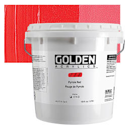 Golden Heavy Body Acrylic Paint - Pyrrole Red, 128 oz Jar and swatch