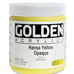 Golden Heavy Body Artist Acrylics - Hansa Yellow Opaque, 8 oz Jar