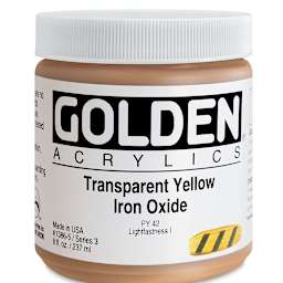 Golden Heavy Body Artist Acrylics - Transparent Yellow Iron Oxide, 8 oz Jar