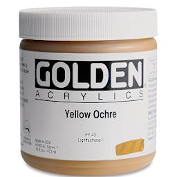 Golden Heavy Body Artist Acrylics - Yellow Ochre, 16 oz Jar