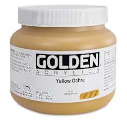 Golden Heavy Body Artist Acrylics - Yellow Ochre, 32 oz Jar
