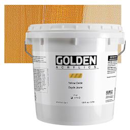 Golden Heavy Body Acrylic Paint - Yellow Oxide, 128 oz Jar and swatch