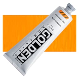 Golden Heavy Body Acrylic Paint - Isoindolinone Yellow, 5 oz Tube and swatch