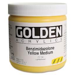 Golden Heavy Body Artist Acrylics - Benzimidazolone Yellow Medium, 16 oz