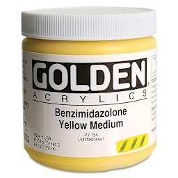 Golden Heavy Body Artist Acrylics - Benzimidazolone Yellow Medium, 8 oz