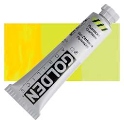 Golden Heavy Body Artist Acrylic - Fluorescent Chartreuse, 2 oz Tube and swatch
