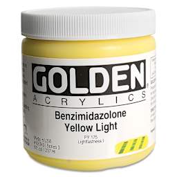 Golden Heavy Body Artist Acrylics - Benzimidazolone Yellow Light, 8 oz