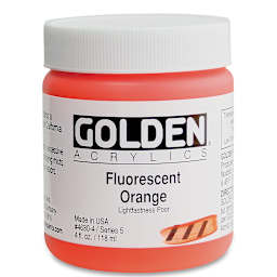Golden Heavy Body Artist Acrylics - Fluorescent Orange, 4 oz Jar