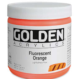 Golden Heavy Body Artist Acrylics - Fluorescent Orange, 16 oz jar