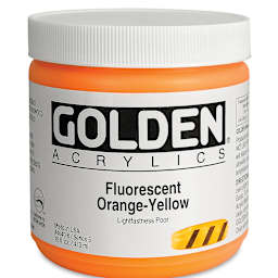 Golden Heavy Body Artist Acrylics - Fluorescent Orange Yellow, 16 oz Jar
