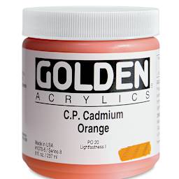 Golden Heavy Body Artist Acrylics - Cadmium Orange, 8 oz Jar