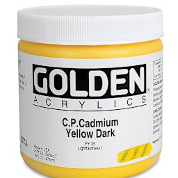 Golden Heavy Body Artist Acrylics - Cadmium Yellow Dark, 16 oz Jar