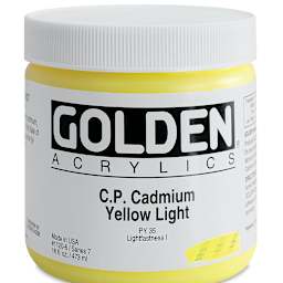 Golden Heavy Body Artist Acrylics - Cadmium Yellow Light, 16 oz Jar