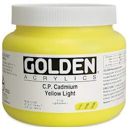 Golden Heavy Body Artist Acrylics - Cadmium Yellow Light, 32 oz Jar