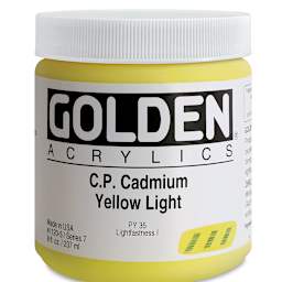 Golden Heavy Body Artist Acrylics - Cadmium Yellow Light, 8 oz Jar