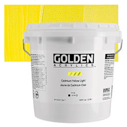 Golden Heavy Body Acrylic Paint - Cadmium Yellow Light (CP), 3.78 L Bucket and Swatch