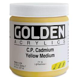 Golden Heavy Body Artist Acrylics - Cadmium Yellow Medium, 8 oz Jar